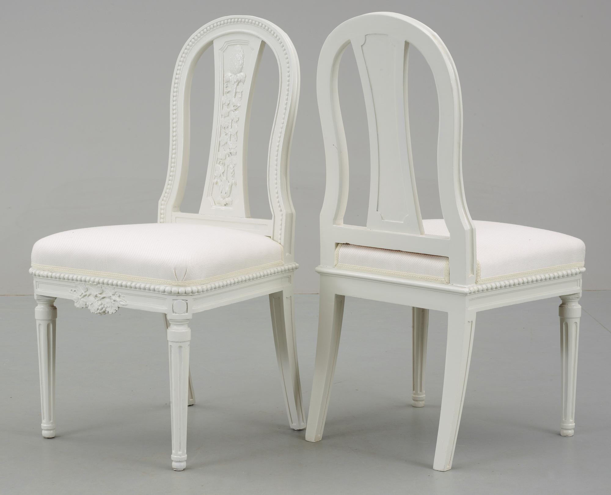 A set of five late Gustavian late 18th Century chairs, design Carl Wilhelm Carlberg 1796.