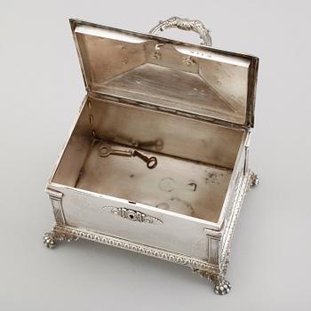 A Swedish 19th century silver sugar-casket, marks of Adolf Zethelius, Stockholm 1828.