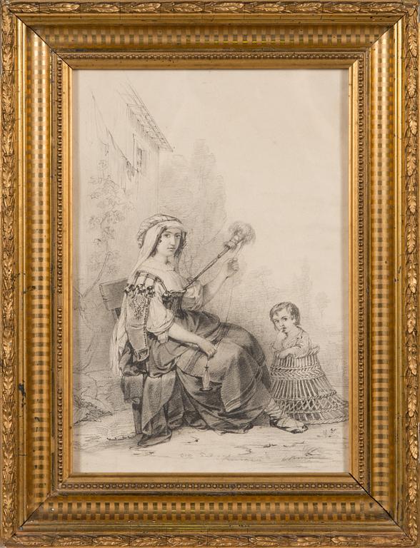 Robert Wilhelm Ekman, teckning, signerad.