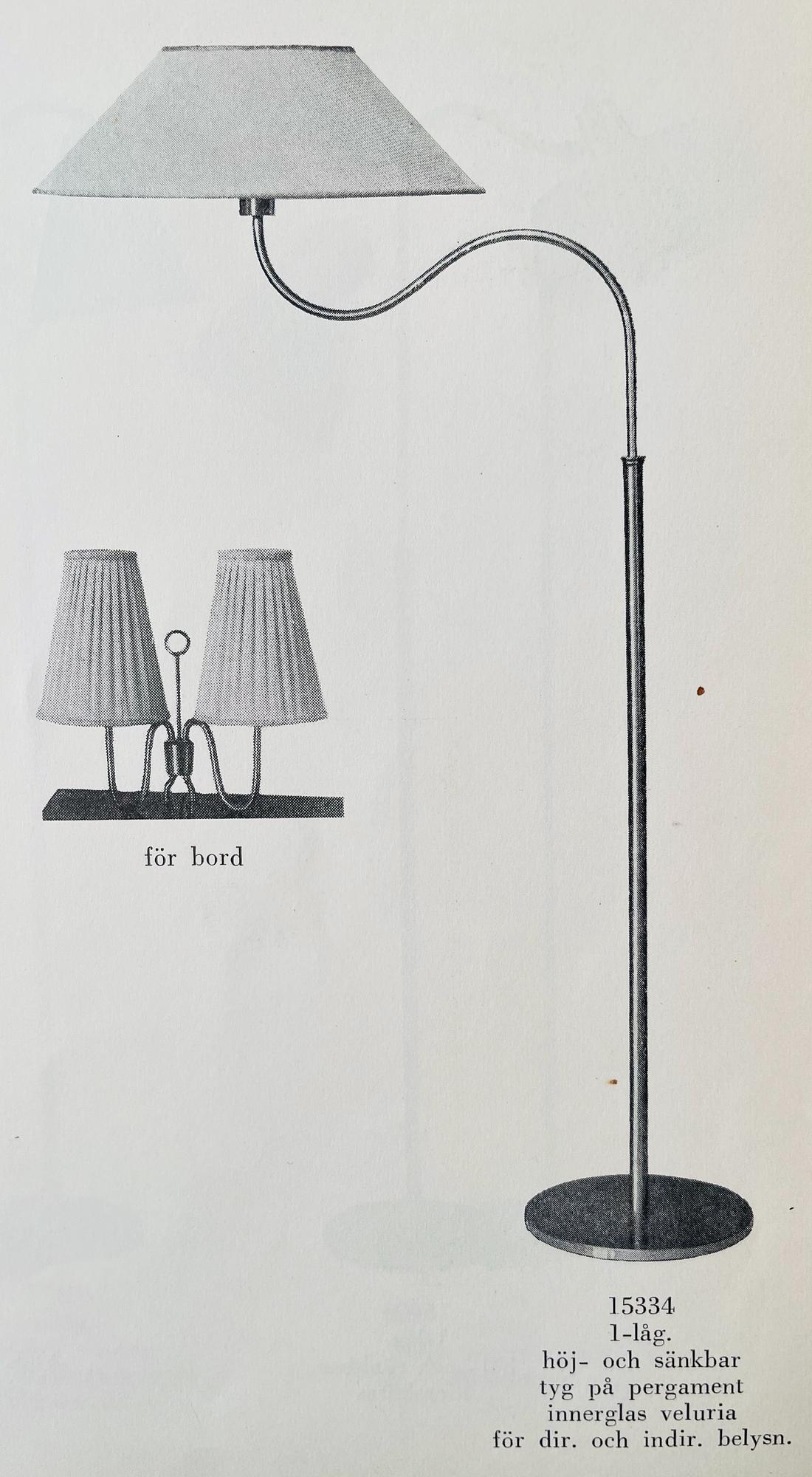 Harald Notini, golvlampa, modell "15334", Arvid Böhlmarks Lampfabrik, 1940-tal.