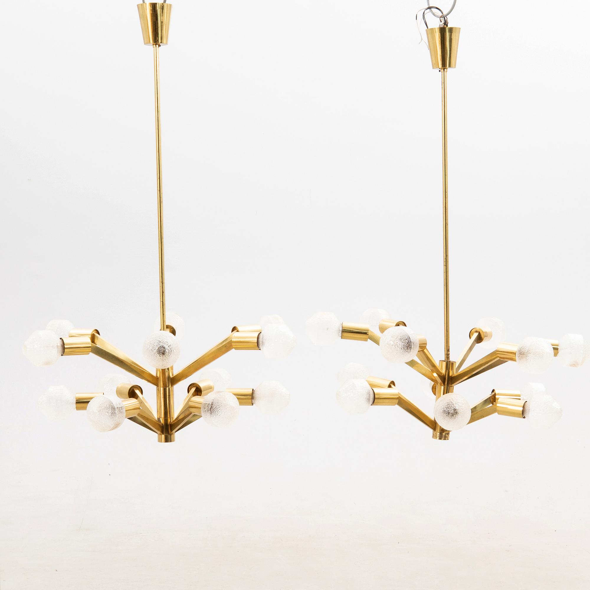 Axel Annell, attributed, ceiling lamps, a pair, second half of the 20th century.