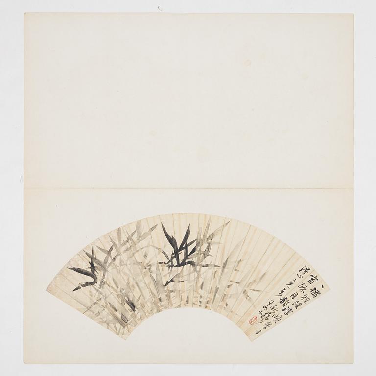 Oidentifierad konstnär, s.k. "Solfjädersmålning", Bambu, Kina, 1900-tal.