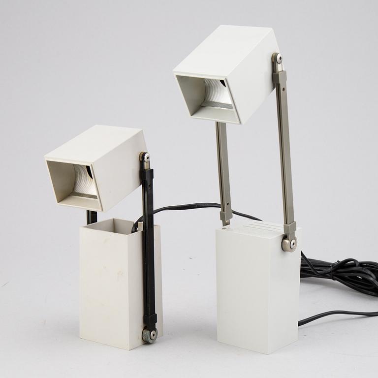 Verner Panton, two metal 'LamPetit' table lamps, Louis Poulsen, 1960's.