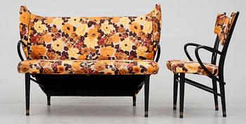 MÖBELGRUPP, 5 delar, 1940-50-tal.