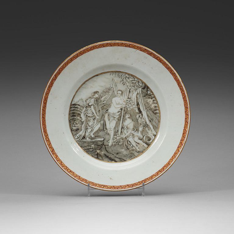 A 'European Subject' dinner plate, Qing dynasty, Qianlong (1736-95).