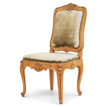 45. A Royal Swedish rococo chair decorated by  Johan Liung 1747.