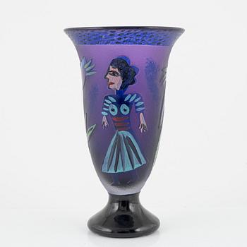 Ulrica Hydman-Vallien, vase, 'Juvelglas', signed, unique, Kosta Boda.