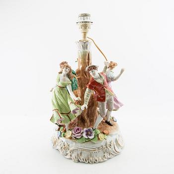 Table lamp Plaue Germany 20th century, mid/second half porcelain.