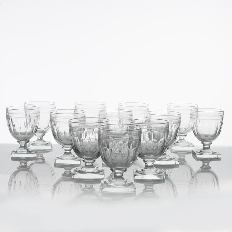 Wine glasses, 12 pcs, circa 1900.