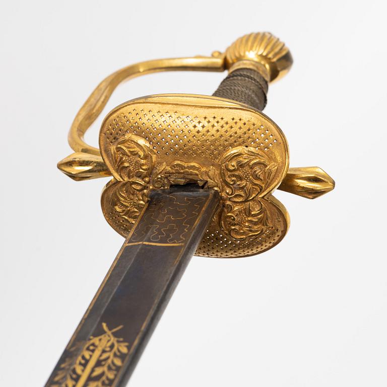 Värja, svensk, för infanteriofficer, 1800-talets första hälft.