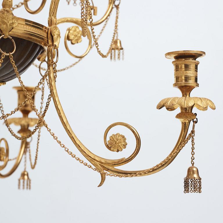 A late Gustavian early 19th century nine-light hanging-lamp.