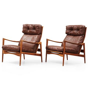 427. Ib Kofod Larsen, a pair of 'Kandidaten' easy chairs, OPE Möbler, Sweden 1960's.