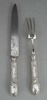 SKINKBESTICK, 2 delar, silver, rokokostil, Henri Gabert, Paris, Frankrike, 1800-talets andra hälft. Tot ca 229 g.