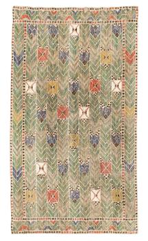 546. DRAPE. "Rågen". Flat weave. 196 x 110,5 cm. Signed MMF.