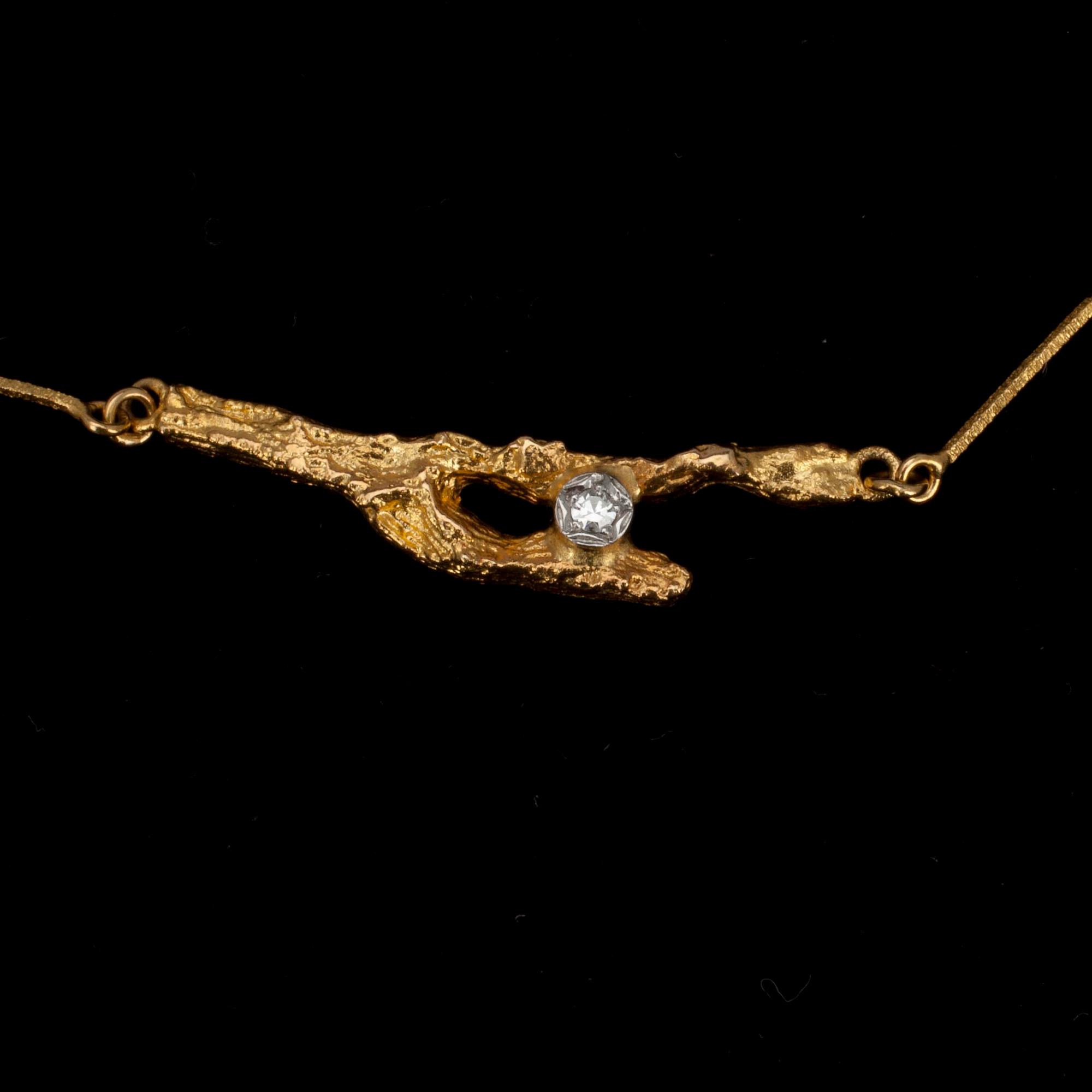 HALSSMYCKE, guld 18K, diamant 0,02 ct, "Diamantdamm", Björn Weckström, Lapponia, 1988.