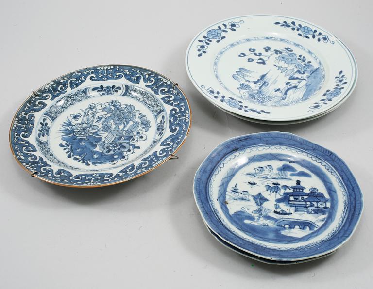 PARTI PORSLIN, 9 delar, Kina, 1700- och 1800-tal.