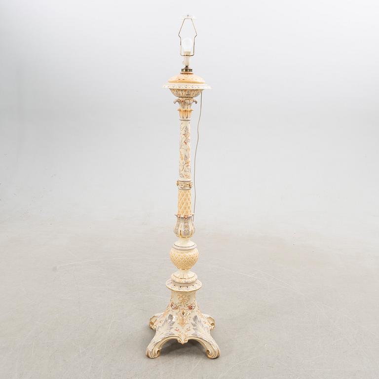 Golvlampa/Fotogenlampa Nyrenässans Rörstrand sent 1800-tal.