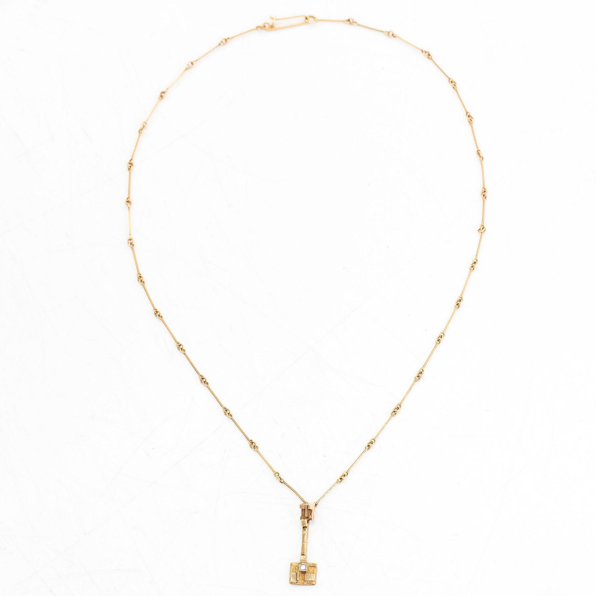 Björn Weckström, Halsband "Thai", 18K guld, 8/8-slipad diamant ca. 0.02 ct. Lapponia 1978.