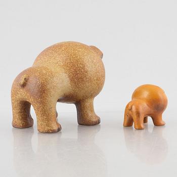 Lisa Larson, two stoneware figurines, 'Bulldog Midi' and 'Bulldog Mini', from the series "Kennel", Gustavsberg.
