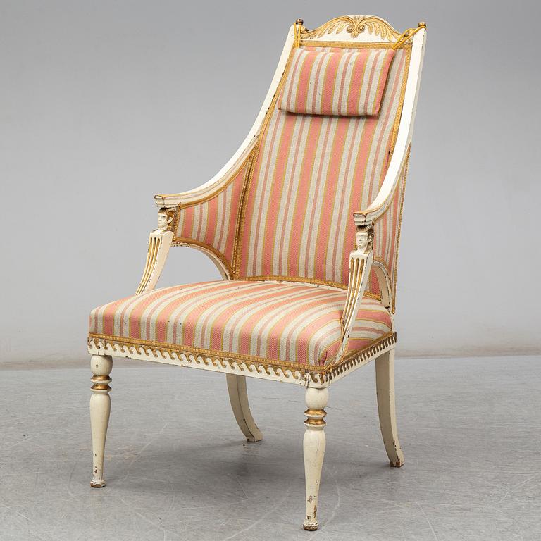 A late Gustavian armchair, attributed to Ephraim Ståhl, circa 1800.