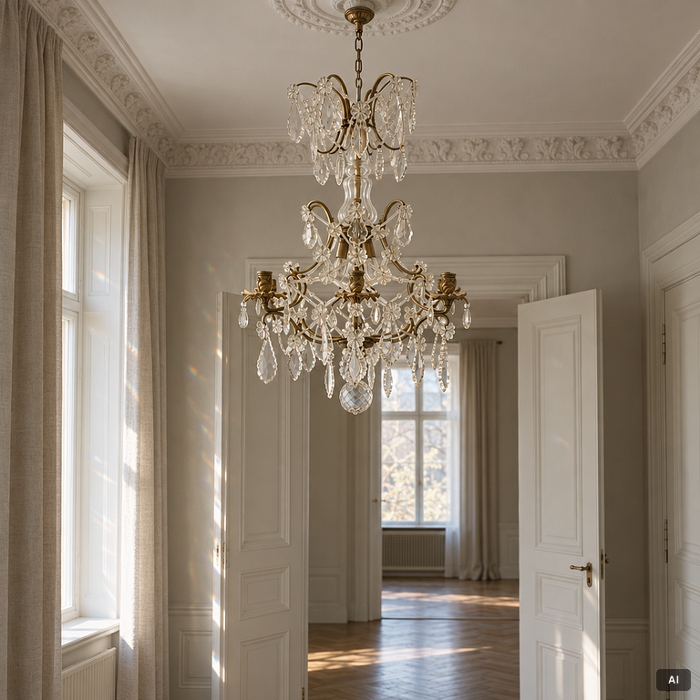 A Rococo style chandelier, circa 1900.