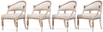 Four late Gustavian circa 1800 armchairs.