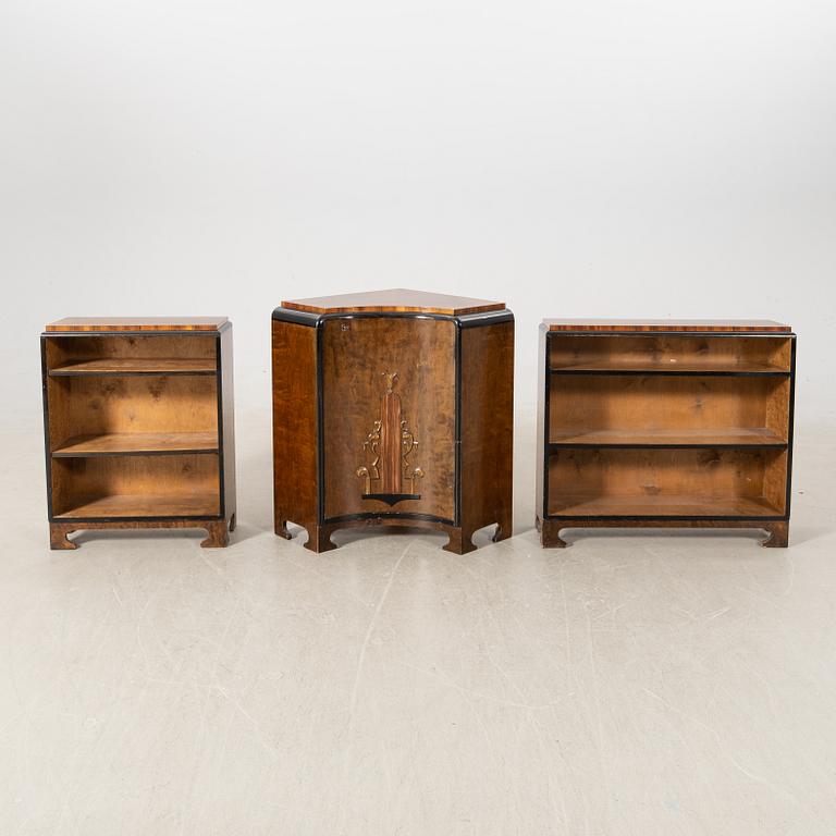Corner bookcase three dlr 1940s.