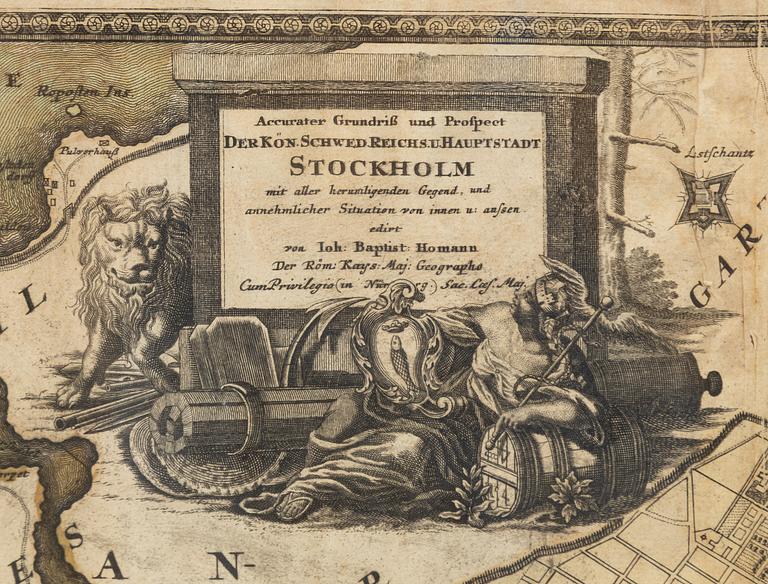 Johann Baptist Homann, Karta, kopparstick, 1700-tal, "Stockholm".
