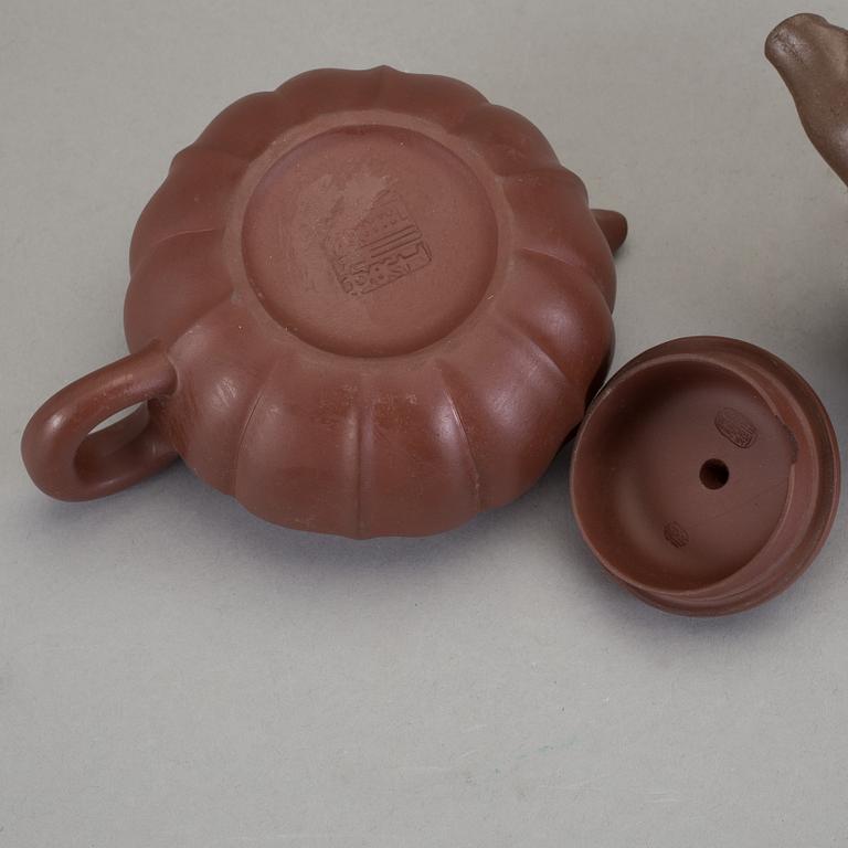 TEKANNOR, 4 st, Yixing-gods, Kina, 1900-tal.