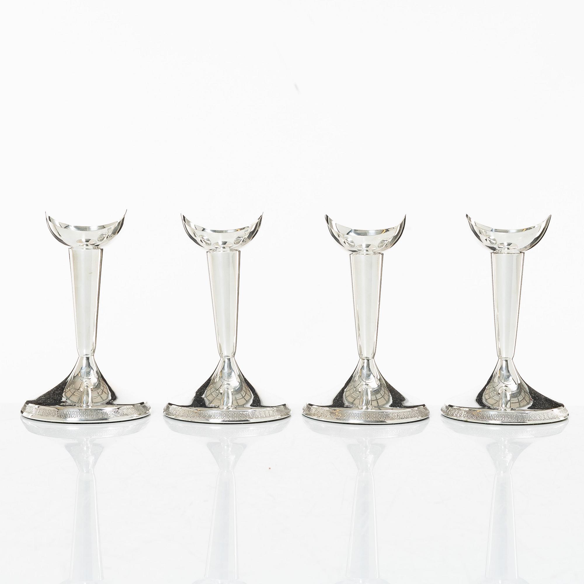 Guldsmedsaktiebolaget (GAB), Ljusstakar, 4 st, silver, GAB, Stockholm 1961-68.