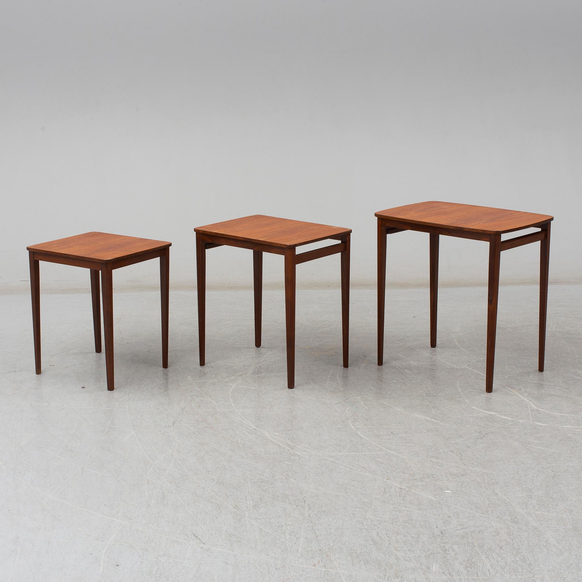 A Swedish three piece nesting table, Gärsnäs, 1960s.