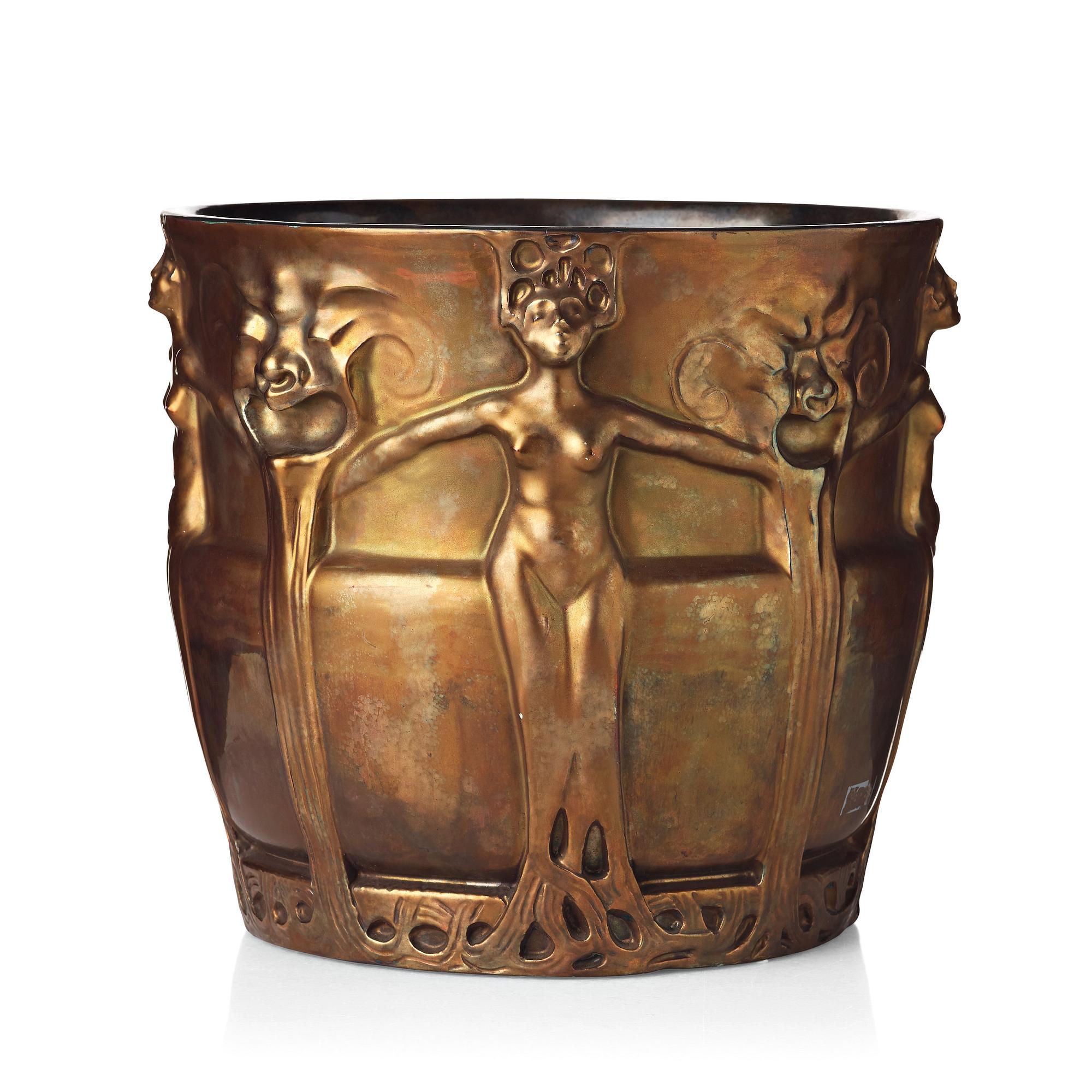 Alf Wallander, an Art Nouveau creamware urn, Röstrand, Sweden circa 1900.