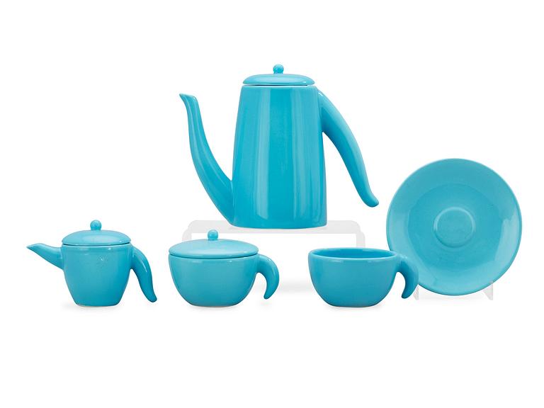 An Andrea Branzi 9 pcs ceramic tea service, Giotto design, Italy.