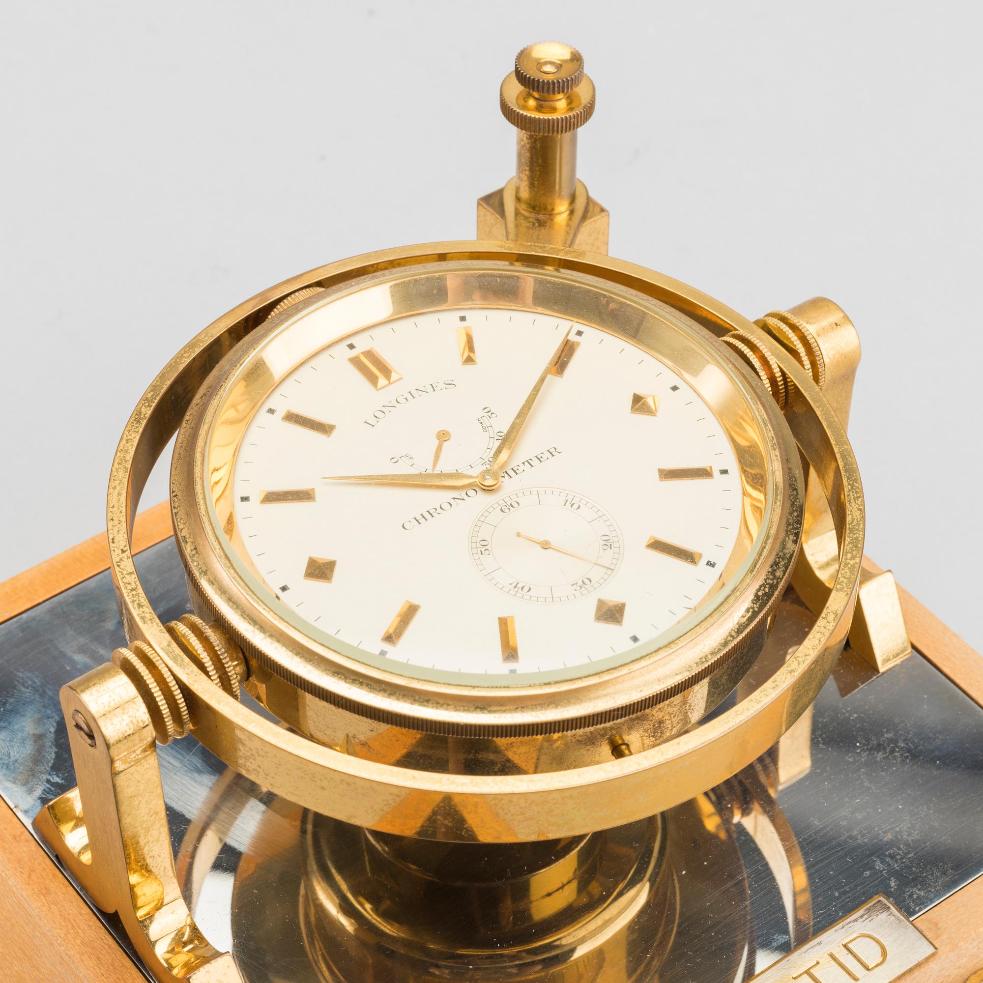 A table clock by Longines  Chronometre, 1950s.