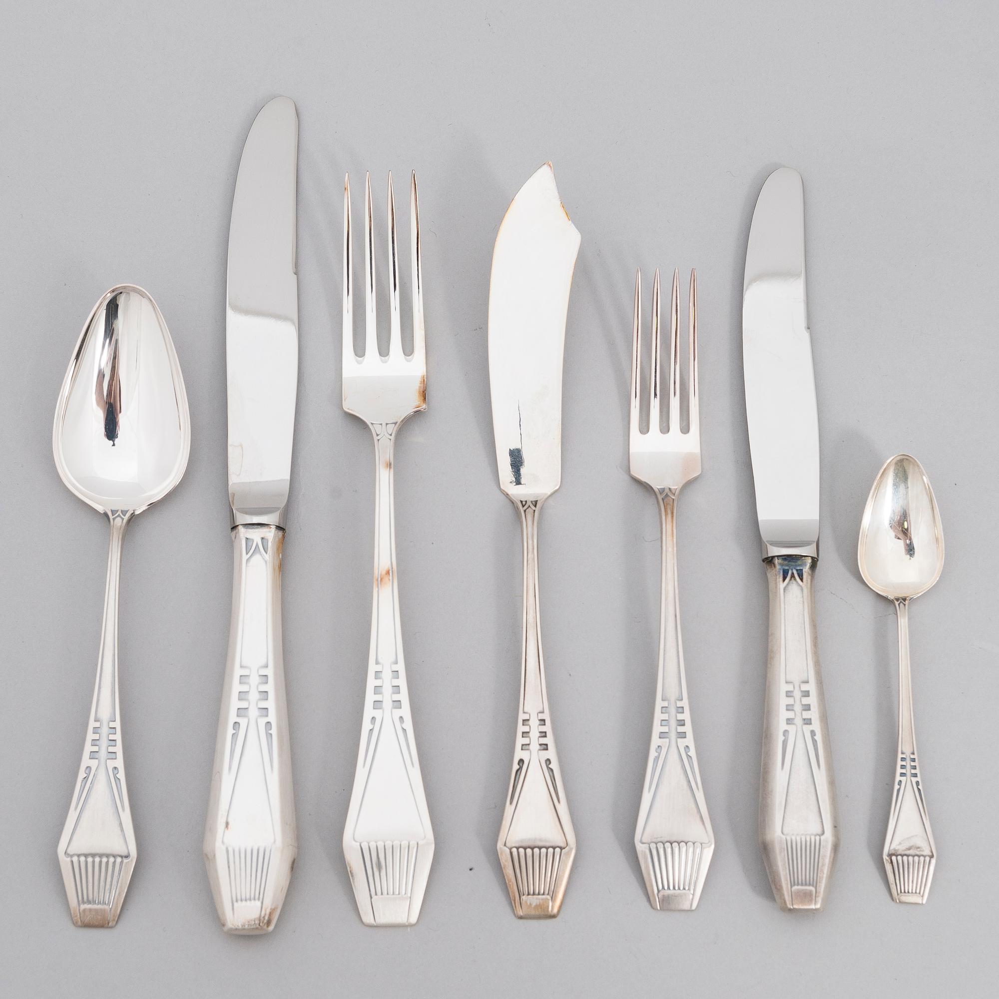 A 59-piece set of 'Suomi' silver cutlery, Kultateollisuus, Turku 1997-2010.
