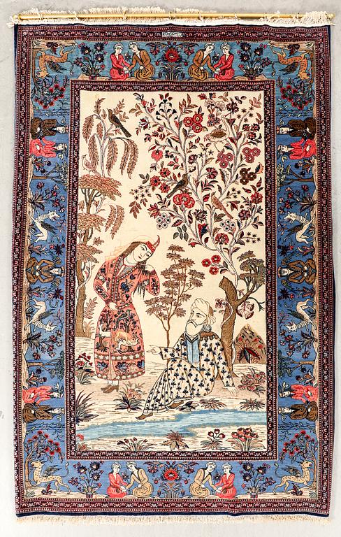A signed Kashan 'Dabir' carpet, ca 206 x 136 cm.