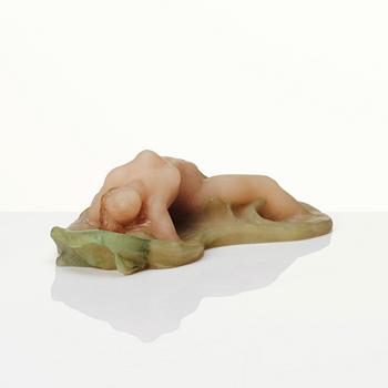 Joseph Cheret, Almaric Walter, figur, vilande kvinna, pâte de verre, Nancy Frankrike.