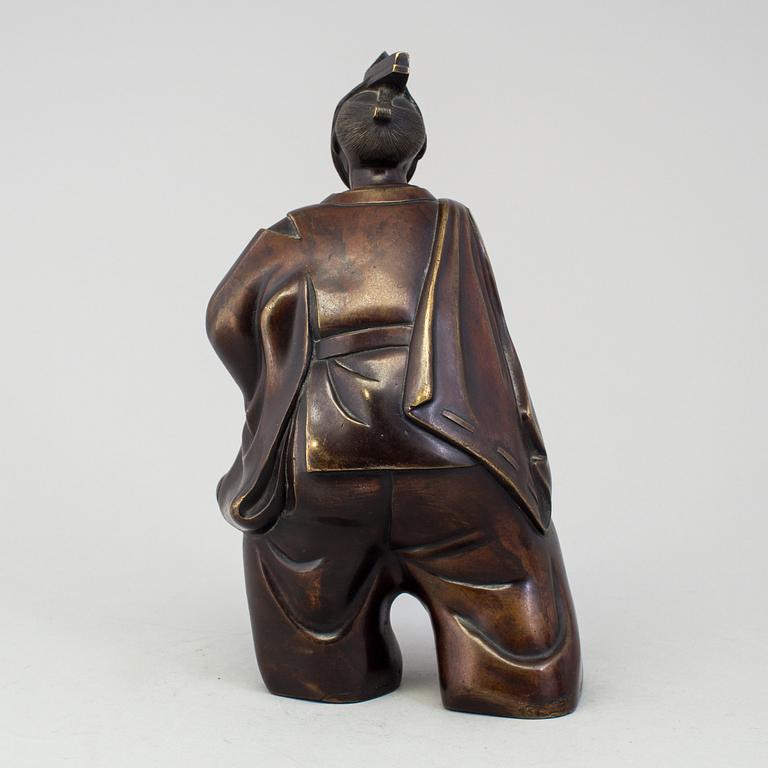 Two Japanese bronze sculptures of dancers, Meiji period (1868-1912). Signed to base.