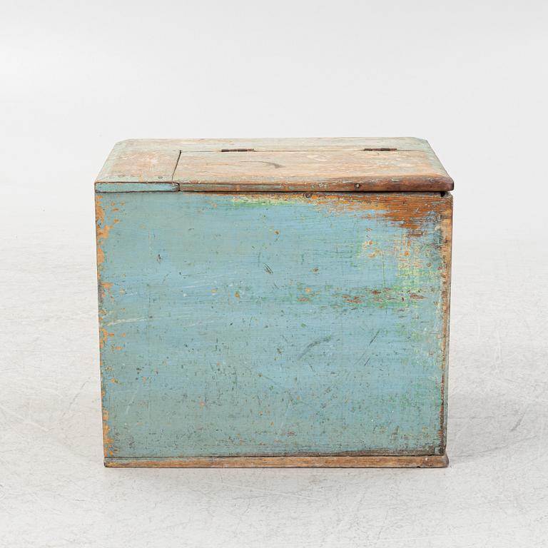 A painted pine box, late 19th Century.