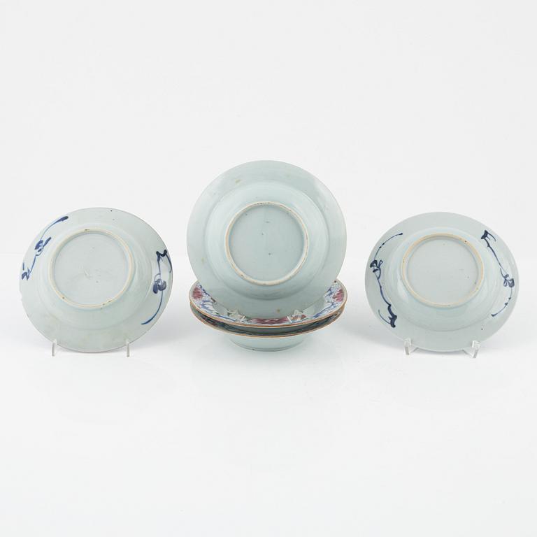 A set of five (3+1+1) dessert dishes, Qing dynasty, 18th Century.