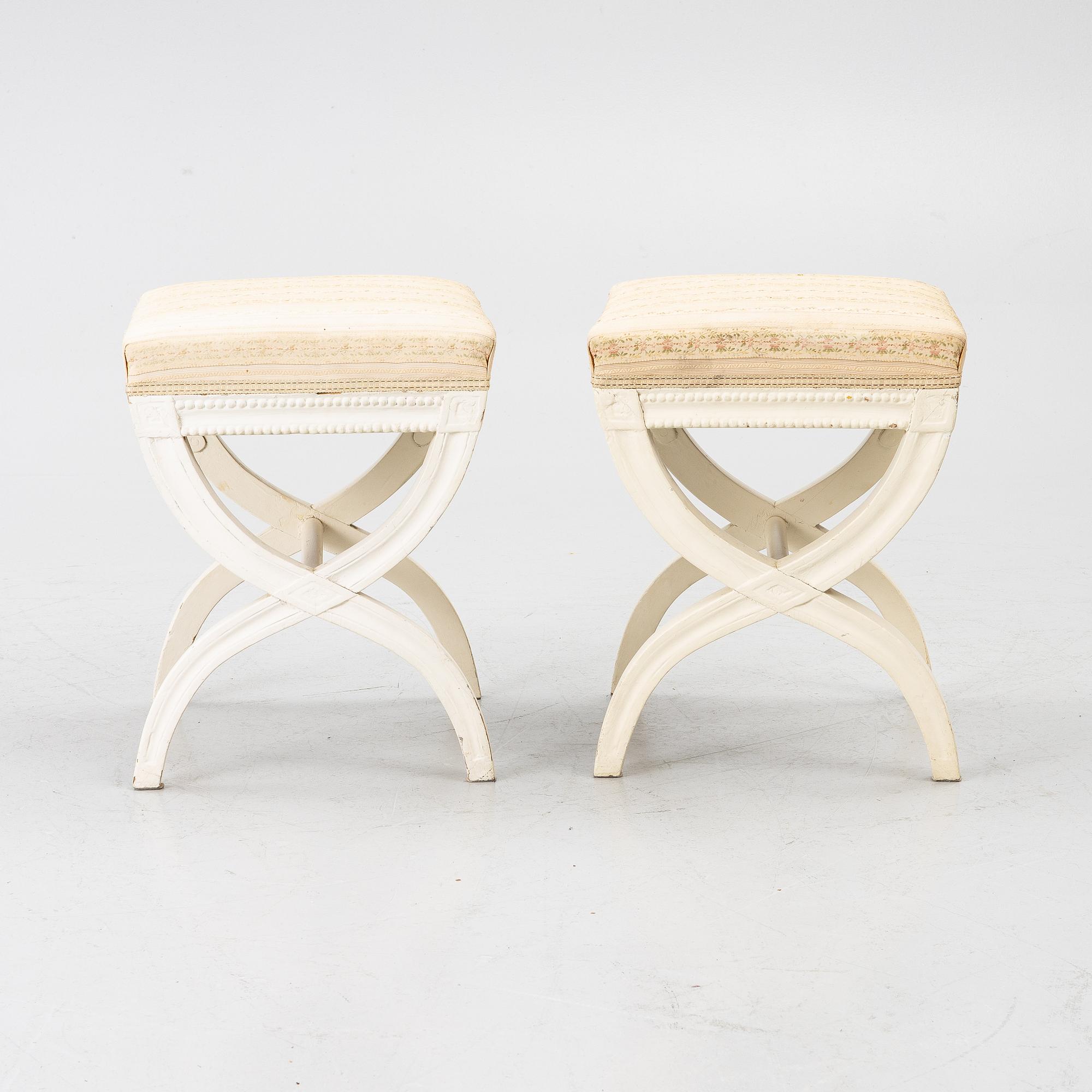 A pair of Late Gustavian stools, circa 1800.