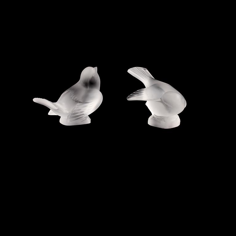 FIGURINER, 2 st, glas, Lalique, Frankrike, 1900-talets andra hälft.