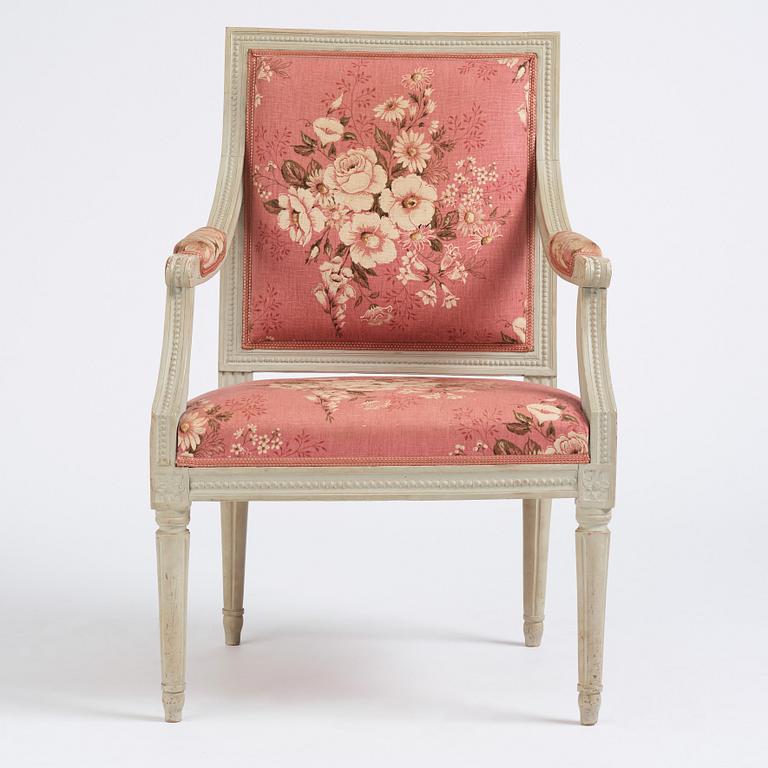A carved Gustavian armchair by C. J. Wadström (master 1788-1816).
