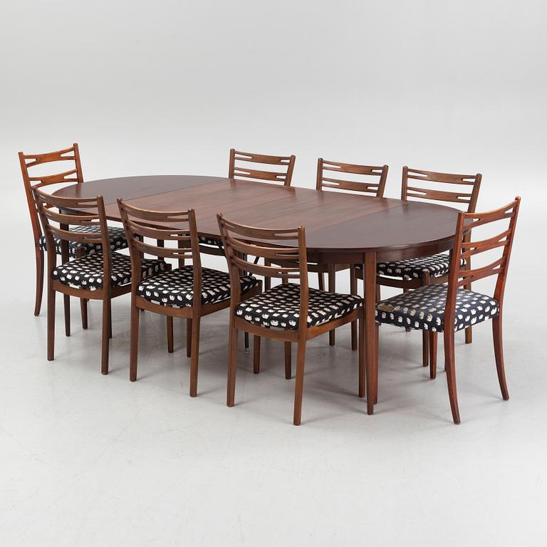 Six 'Della' chairs, Danmark, sold at IKEA, 1960's, and two similar chairs and a mid 20th century dining table.