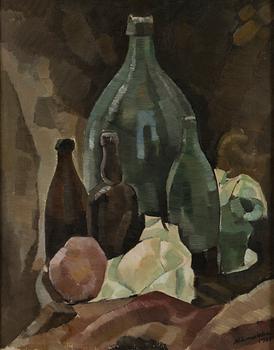 EERO NELIMARKKA, STILL LIFE WITH BOTTLES.