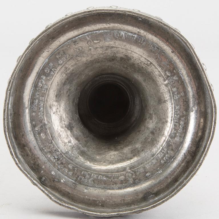 Martin Gustaf Moberg, a signed and dated 1786 pewter candle stick.