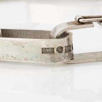 Halssmycke och örhängen, silver med fantasislipad rökkvarts, Piteå 1960-tal.