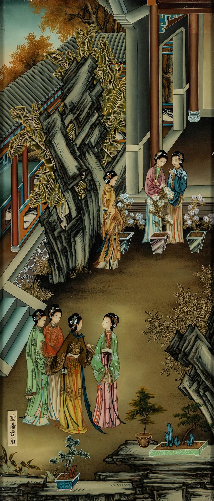 Two glass paintings, second half of the 20th century,