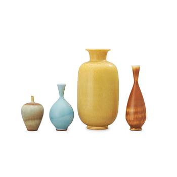 A set of four Berndt Friberg stoneware vases, Gustavsberg Studio 1965-76.