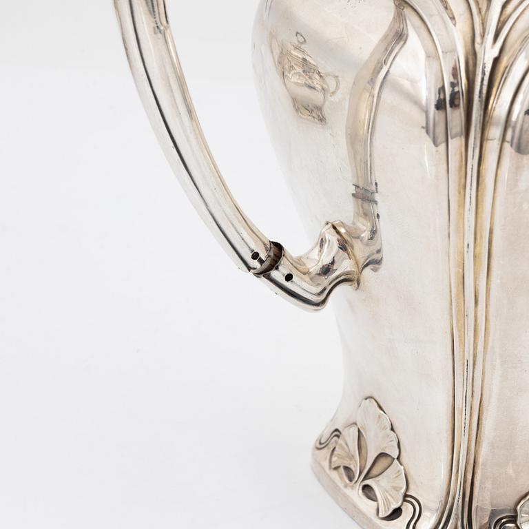 Carl Fredrik Carlman, kaffeservis, 4 delar, silver, jugend, Stockholm, 1907.